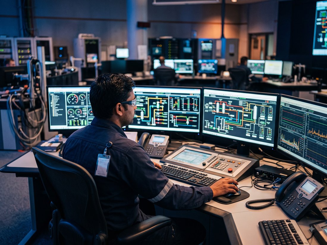 Safety professional reviewing operations at an industrial facility